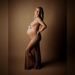 Oh Polly Portia sheer embellished long sleeve gown UK 10 US 6